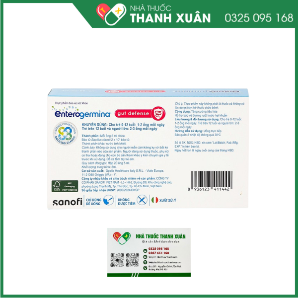 Enterogermina Gut Defense Sanofi hỗ trợ bảo vệ đường ruột